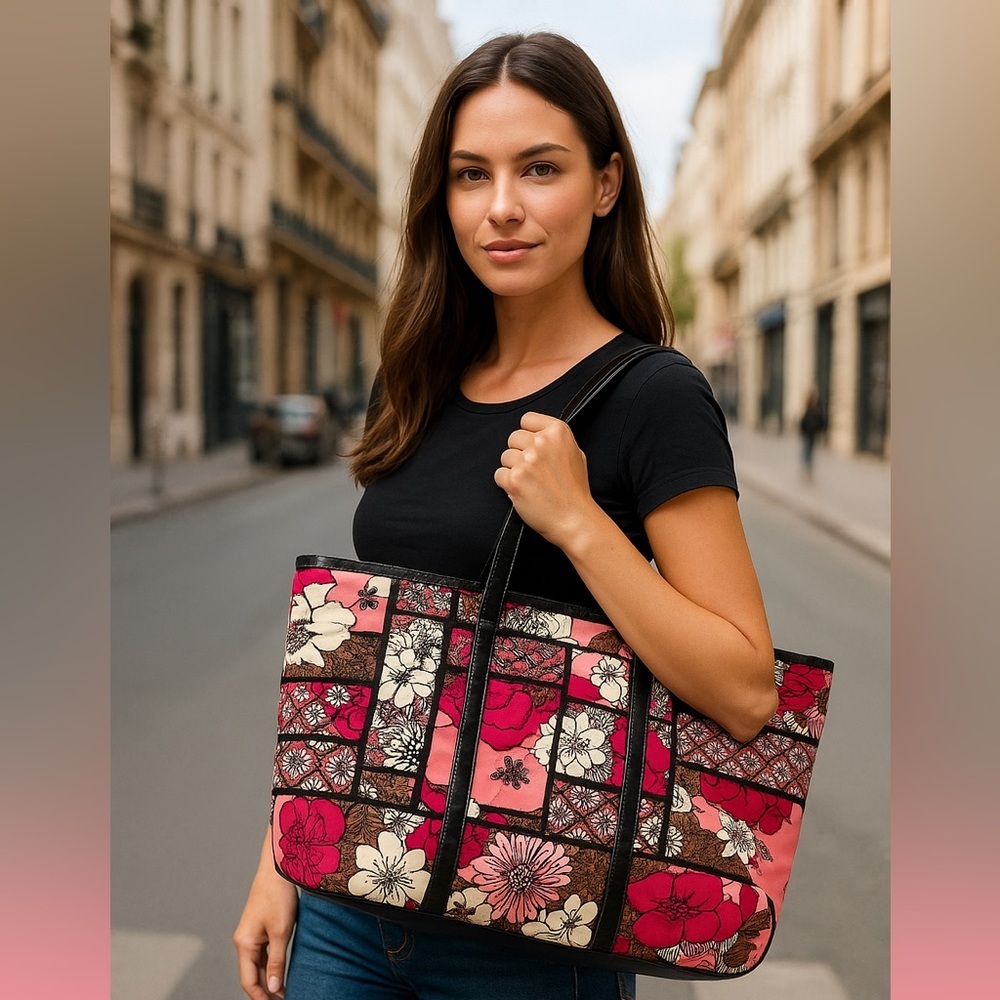 🌸 vintage Vera Bradley Mocha Rouge Retired Pattern